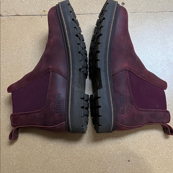 EUC Birkenstock Stalon Chelsea Boots Burgundy Nubuck leather size 38 - Picture 3 of 9